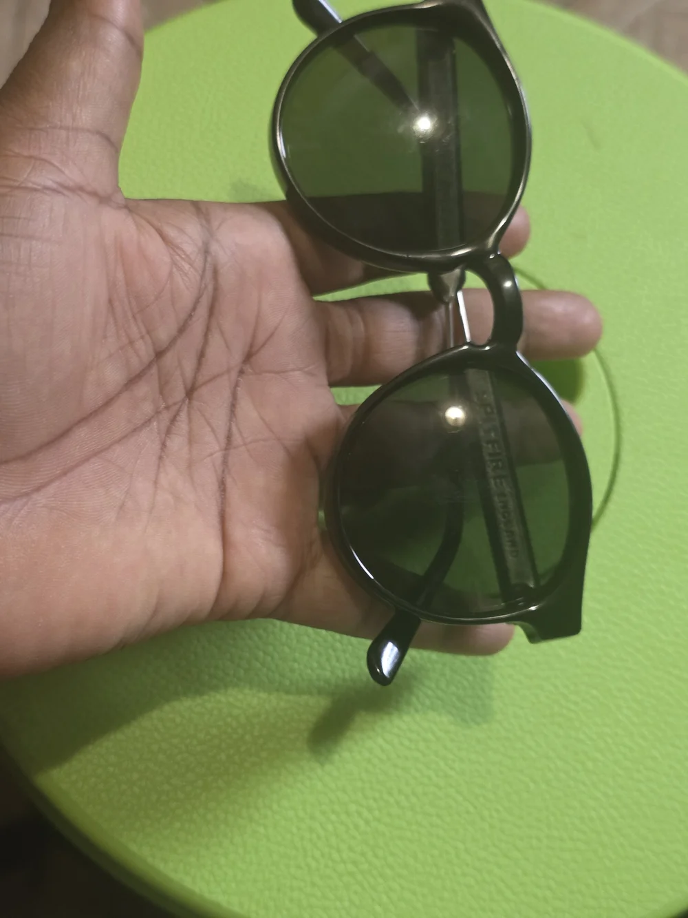 Spitfire Black Round Sunglasses with Dark Lenses With Few Scratches